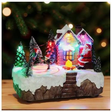 Imagem de Giftgarden Vila de Natal com Papai Noel e patinação musical, decoração de centro de Natal iluminada para ambientes internos