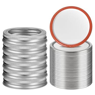 Imagem de ComSaf Tampas e faixas de frasco de vidro de boca larga, tampas de conserva 30 peças e anéis, 6 peças, ideal para decapagem, fermentação, fabricação de geleias, suprimentos de conservas, adequado para