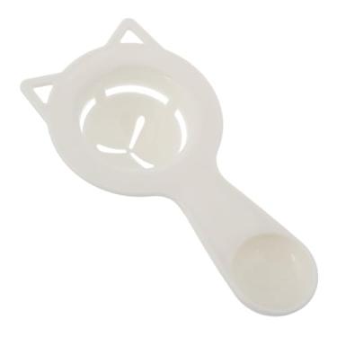 Imagem de 1 peça separador de clara de ovo e gema fofo design de orelha de gato preto polipropileno durável para cozinha doméstica, ao ar livre, trailer e uso de barco, branco