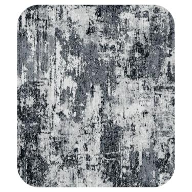 Imagem de RELEANY Tapetes laváveis 7,5 x 30,5 cm, antiderrapantes, modernos, abstratos, macios para sala de estar, entrada, quarto, berçário, estampa estampada, preto e cinza