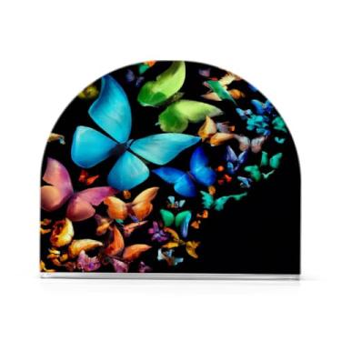 Imagem de JUZIHAI Porta-guardanapos voadores borboletas para mesa dispensador de guardanapo de acrílico para mesa suporte de lenços independente para cozinha sala de jantar bar festa decoração de casa