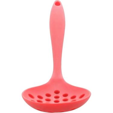 Imagem de Escumadeira de Silicone Vermelha, 33 cm, Resistente a Altas Temperaturas, Antiaderente, para Frituras e Cozimento