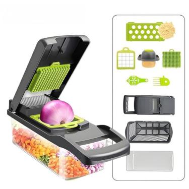 Imagem de Fatiador De Cozinha Multiuso Profissional, Aço Inoxidável 16 Em 1, Cortador, Ralador, Legumes, Frutas, Alimentos(9 PÇS - R F,1)