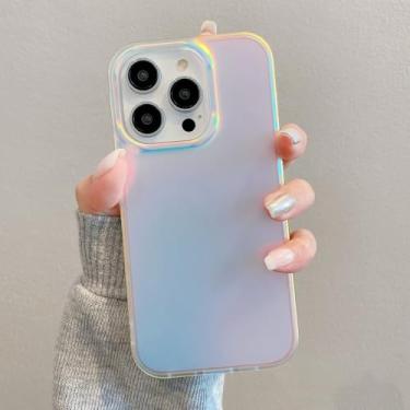 Imagem de Capa protetora fosca, rosa neon iridescente, verde, que muda de cor, para iPhone 16, 15, 13, 14 Pro Max, fina, fofa, feminina, branca, para iPhone 14 Pro Max