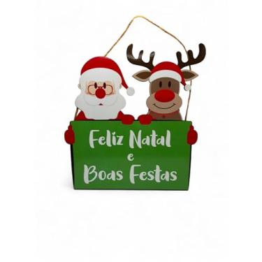 Imagem de Enfeite para Porta de Natal Papai Noel e Rena Decoração