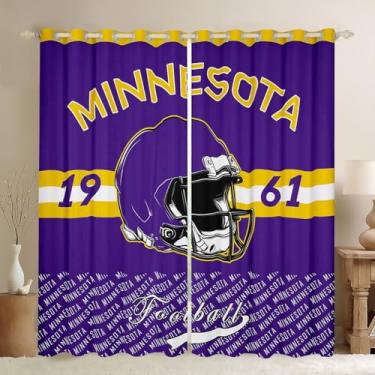 Imagem de Feelyou Cortinas blackout de futebol masculino 30%-50% Minnesota escurecimento cortinas para quarto sala de estar decoração futebol cidade isolamento térmico cortinas esportes janela tratamentos, 2