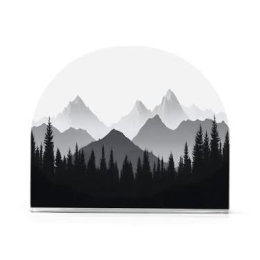 Imagem de JUZIHAI Porta-guardanapos preto natureza montanhas e floresta para mesa dispensador de guardanapo em pé acrílico suporte de lenços de mesa independente para cozinha sala de jantar bar festa decoração