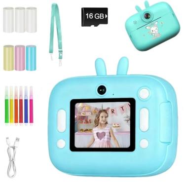Imagem de 【Ferramenta De Inspiração Criativa】Câmera Instantânea para Crianças, Câmera Com Modo Duplo, 12MP, Entretenimento MP3 (Azul)