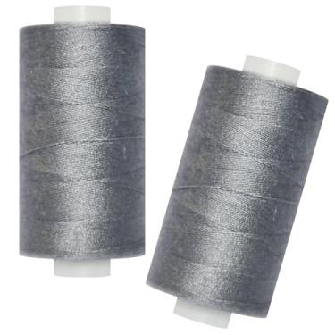 Imagem de Linha de costura multiuso - 2 carretéis de linha de costura manual de poliéster para máquina de costura para costura manual e à máquina (cinza aço escuro, 2 carretéis)