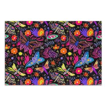 Imagem de Quebra-cabeça adulto 1000 peças jogo quebra-cabeça presentes divertido Prime quebra-cabeça animal flor arte mariposas coloridas flores preto, 75 x 40 centímetros
