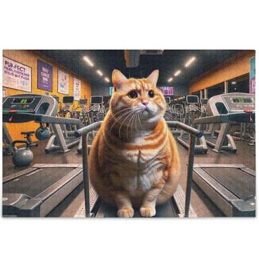 Imagem de Quebra-cabeça engraçado para treino de gato gordo, 500 peças, presentes tecnológicos, para amantes, arte personalizada, quebra-cabeças rígidos, decoração de pintura animal, 52 x 37,8 cm