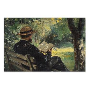 Imagem de Reader Park Bench Pizzles de quebra-cabeça verde, quebra-cabeças para adultos, com letras na parte de trás, quebra-cabeça 1000 peças adulto