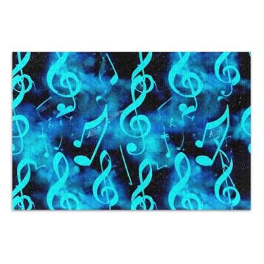 Imagem de Quebra-cabeça 500 peças presentes de festa de elefante branco adulto notas musicais azul cósmico difícil família quebra-cabeça decoração de casa, arte de decoração de casa, 51 x 37 centímetros