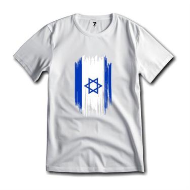 Imagem de Camiseta Israel Evangélica Cristã Algodão Premium - VERTICAL, P, Branc