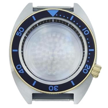 Imagem de FEIYASHI Caixa de relógio modificada à prova d'água de aço 10 ATM de 41 mm para NH35 NH34 NH36 Movimento SKX Abalone acessórios de relógio, Prata e ouro 12, Dark Black Chapter Ring, Caixa de relógio