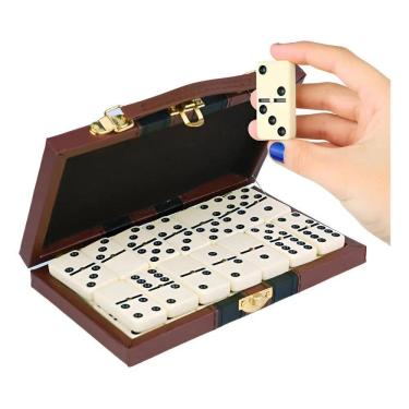 Imagem de Dominó De Osso Pedras Grandes Com Maleta Premium Em Couro E