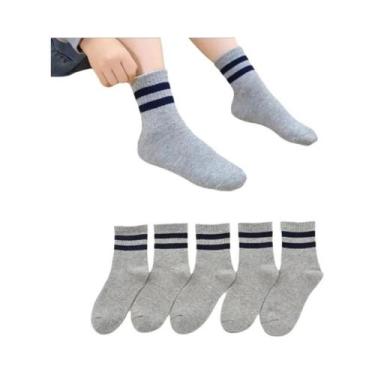 Imagem de Meias De Algodão Listradas Para Meninos E Meninas, 5 Pares, Primavera,