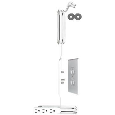 Imagem de Sleek Socket Corretivo de tomada ultrafino original e patenteado com kit de corretivo de cabo, cabo de alimentação A/C de 1,8 m para TV montada com 1,5 m separada, régua de alimentação de 3 saídas