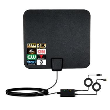 Imagem de WuayMiy Antena de TV interna, antena de TV digital para Smart TV, fácil instalação para canais locais, 4K 1080P, cabo longo de 16,5 pés – preto