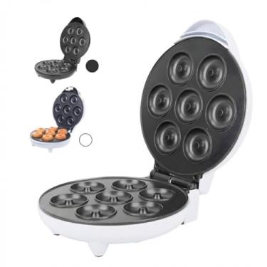 Imagem de Máquina de Donuts Elétrica Antiaderente, 7 mini rosquinhas, 110V -Prepare Donuts rápidos, econômicos e deliciosos na sua casa. Ideal para cafés da manhã e festinhas. (BRANCA)