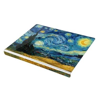 Imagem de SEHANY Tábua de corte de acrílico Van Gogh's Starry Night com borda de balcão, 34 x 42 cm, placa de corte transparente antiderrapante para bancada de cozinha, perfeita para pão, frutas e vegetais