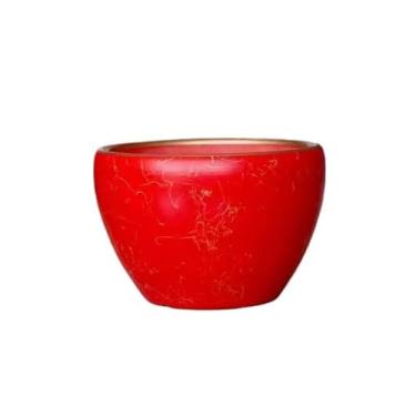 Imagem de Vaso de plantas de cerâmica grande calibre para ambientes internos e externos da fortuna verdes suculentas vasos de flores simples (vermelho, grande)
