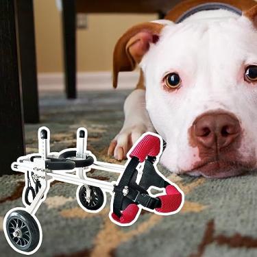 Imagem de Cadeira de rodas ajustável para pernas traseiras - Carrinho de mobilidade de 2 rodas, suporte de reabilitação de animais de estimação para cães e filhotes com deficiência (tamanho médio)