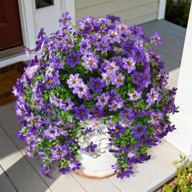 Imagem de INQCMY Flores artificiais de sino de vento, 2 peças de hastes falsas para decoração de casa, ambientes internos e externos, casamentos, festas, decorações de jardim,