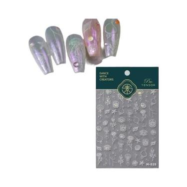 Imagem de Adesivos Coloridos De Água-Viva E Estrela-do-Mar Para Unhas, Bolhas Ar