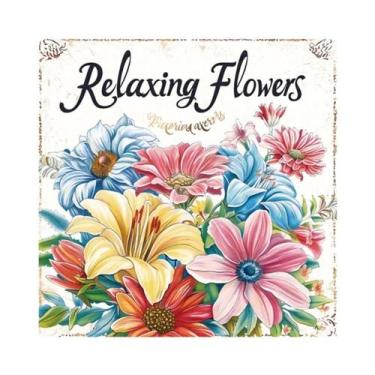 Imagem de Livro De Colorir De Arte Floral Relaxante Para Adultos, 20 Páginas, Pr