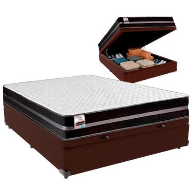 Imagem de Cama Box Baú Casal e Colchão Bogota Molas Ultralastic Inducol Marrom