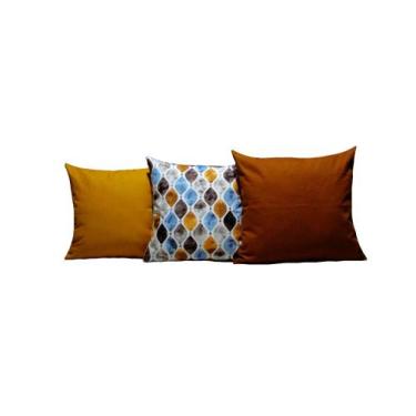 Imagem de Capas de Almofadas 55x55 Tecido Algodão Conjunto 3 Peças - Nallu Decor