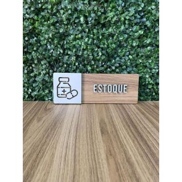Imagem de Placa de sinalização Estoque Remédios Farmácia em mdf - Realaser store