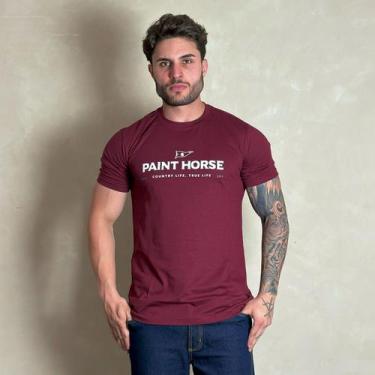 Imagem de Camiseta Masculina Country Vinho Algodão Agro Paint Horse - PAINTHORSE