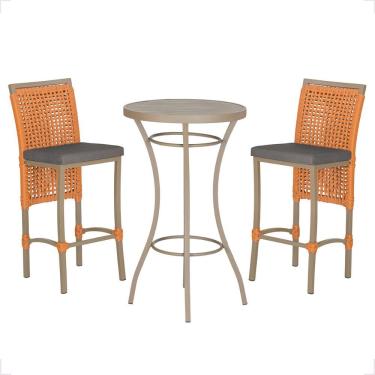 Imagem de Mesa Bistro E 2 Banquetas Roma Fendi Corda Náutica 11 Terra Cota