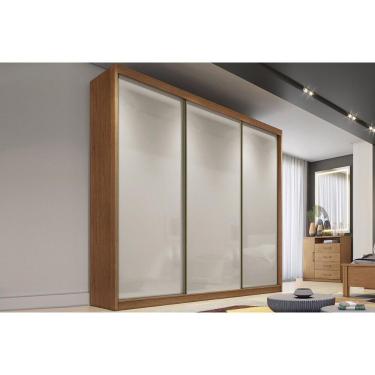 Imagem de Guarda Roupa Casal Diamond-Londres Plus Cumaru-Fendi 25 3 Portas Correr 6 Gavetas MDF Blush Móveis Novo Horizonte