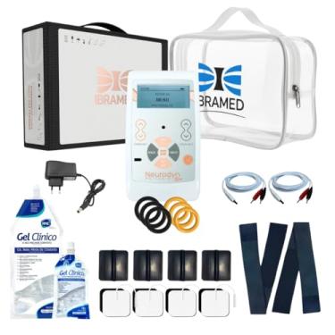 Imagem de Neurodyn Portátil Ibramed – Aparelho de Eletroestimulação TENS ou TENS/FES – 2 Canais Bivolt Recarregável + Kit com Gel, Eletrodos, Faixa e Bolsa (TENS)