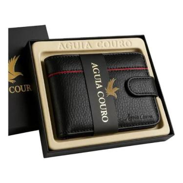 Imagem de Carteira Masculina Couro Legítimo Preto 18 Porta Cartões Fec - Congrat