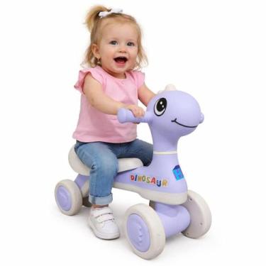 Imagem de Motoca Infantil De Equilíbrio C/ Luz E Som Dino Lilás - HK Brinquedos