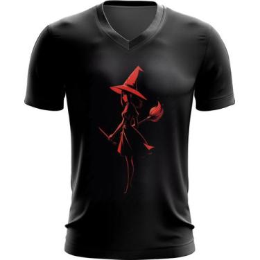 Imagem de Camiseta Gola V Bruxa Halloween Vermelha 5 - Kasubeck Store, INF 16