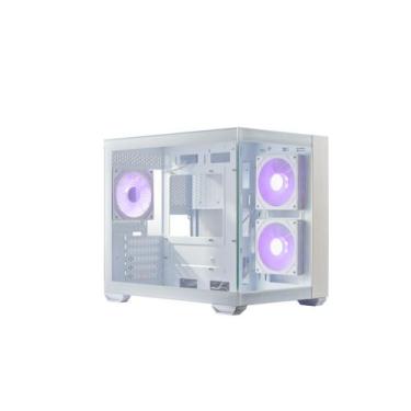 Imagem de Gabinete Cooler Master Elite 481 Wood Branco Vidro Panoramico 3 Fans A