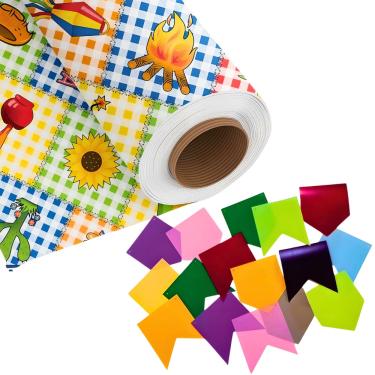 Imagem de Kit Toalha De Mesa 1,40x2,40G + Bandeira Arraia Festa Junina