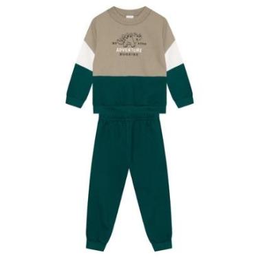 Imagem de Conjunto infantil menino em moletinho de dinossauro Brandili-Masculino