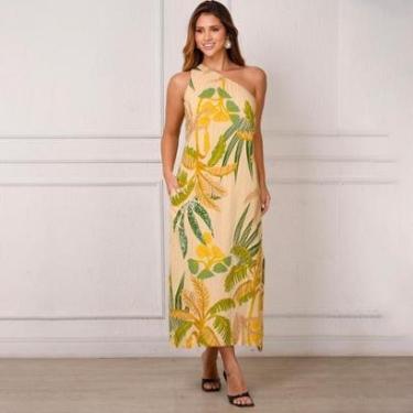 Imagem de Vestido Midi Ombro Só BBonnie Leticia Estampado Nude-Feminino