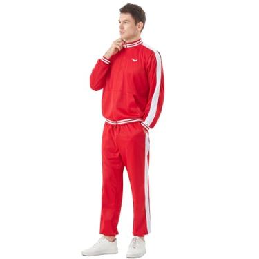 Imagem de Deaboat Agasalho masculino dos anos 80 – roupa retrô corta-vento masculina anos 90, roupa esportiva, hip hop, festa discoteca, conjunto de fantasia
