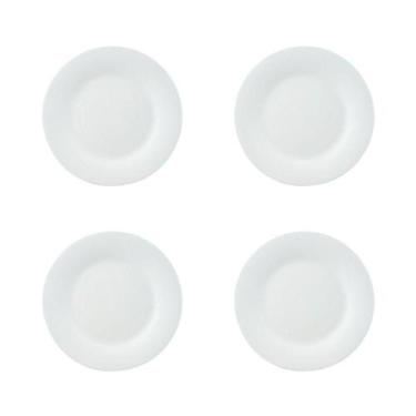 Imagem de Conjunto 4 Pratos De Sobremesa Em Vidro Opalino Branco - PLASVALE