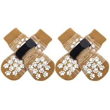 Imagem de EXPAWLORER Meias antiderrapantes para evitar lamber patas, sapatos de cachorro para pavimento quente, botas para cães pequenos, médios e grandes, botas de controle de tração e protetores de patas para