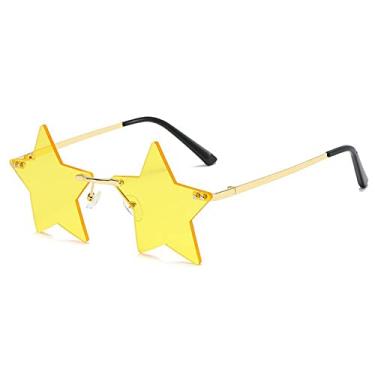 Imagem de Óculos engraçados decoração de natal pentagrama óculos de festa óculos de sol sem aro na moda forma de estrela óculos de sol sem aro, amarelo, outros
