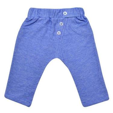 Imagem de Calça Bebê Unissex Saruel Com Recorte Malha Azul Jeans Médio - Dudsbb