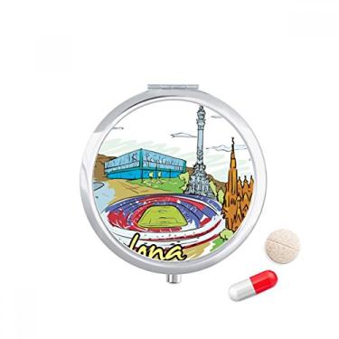 Imagem de Espanha Barcelona Monumento Aquarela Caixa de Armazenamento de Remédio Recipiente